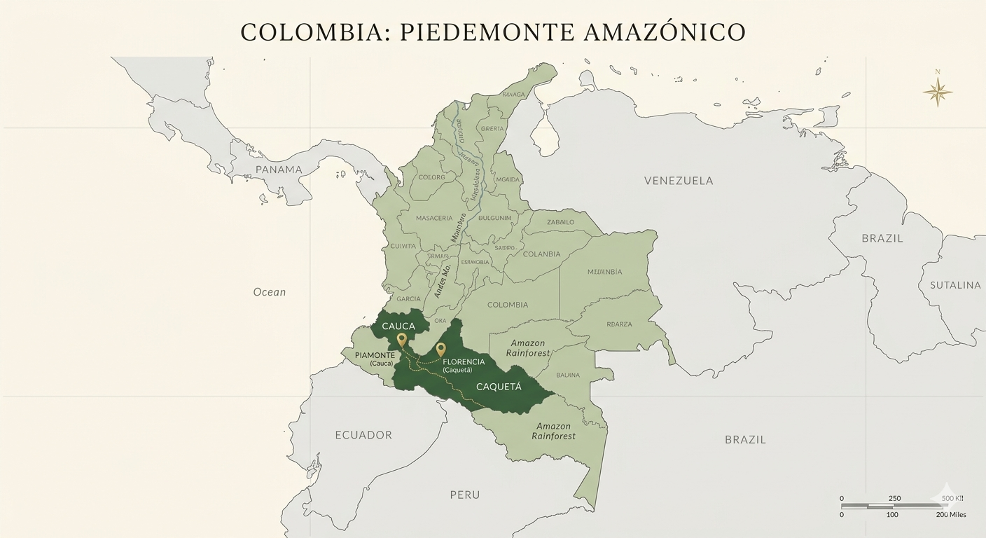 Mapa de Colombia Piedemonte Amazónico